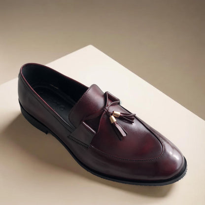 Burgundy Shaded Tassel Loafers