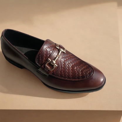 Brown Knitted pattern Loafers