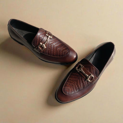 Brown Knitted pattern Loafers