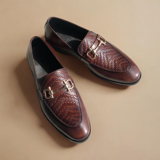 Brown Knitted pattern Loafers