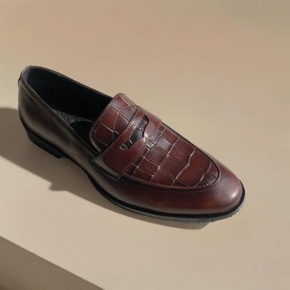 Brown Vamp Croc Loafers