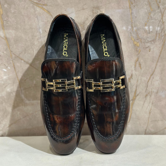 Brown Chain Buckle Loafer C-10