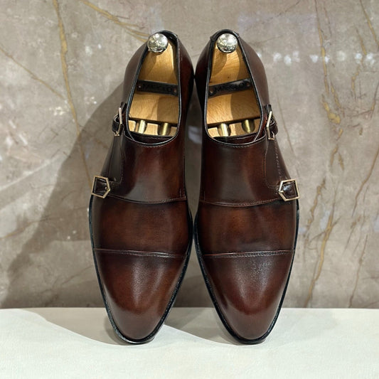 Brown Double Monk Shoes