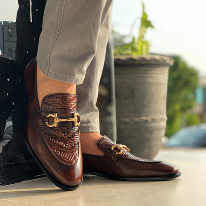 Brown Knitted pattern Loafers