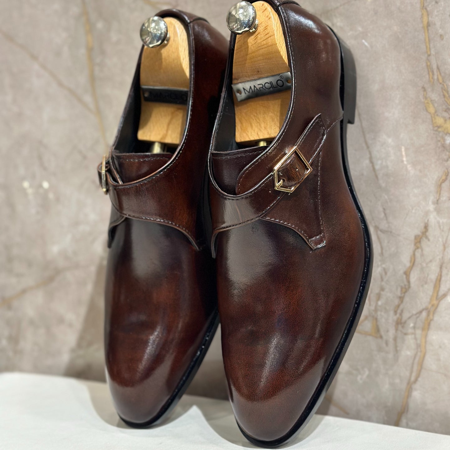 Brown Single Monk Shoes