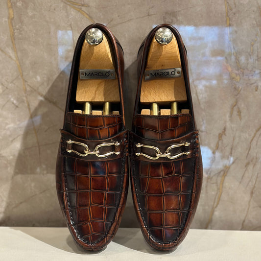 Brown Chain Buckle Driving Loafer