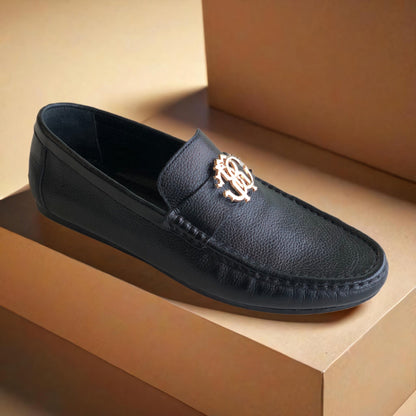 Black Grainy Driving Loafer