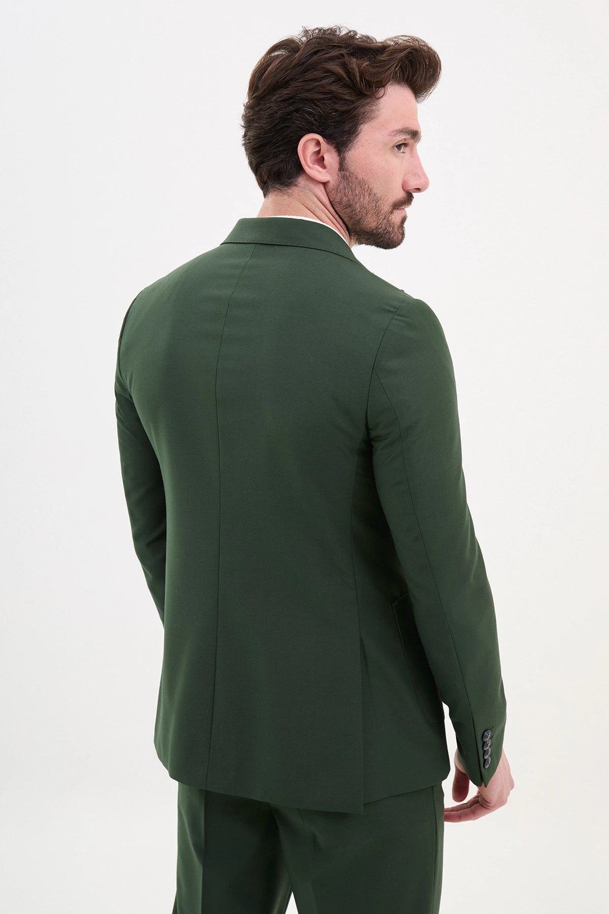 Green Slim Fit Double Breasted Suit