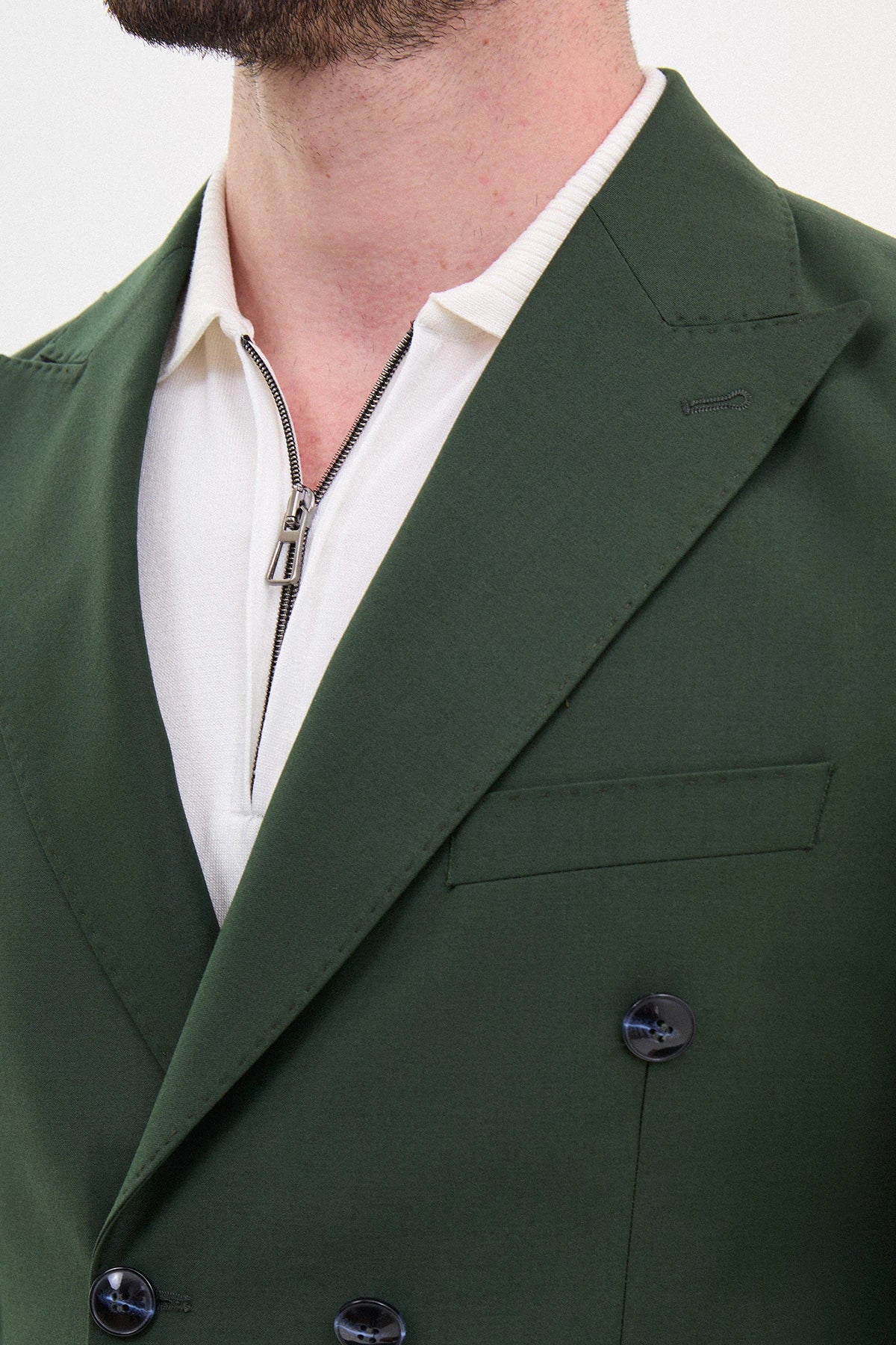 Green Slim Fit Double Breasted Suit