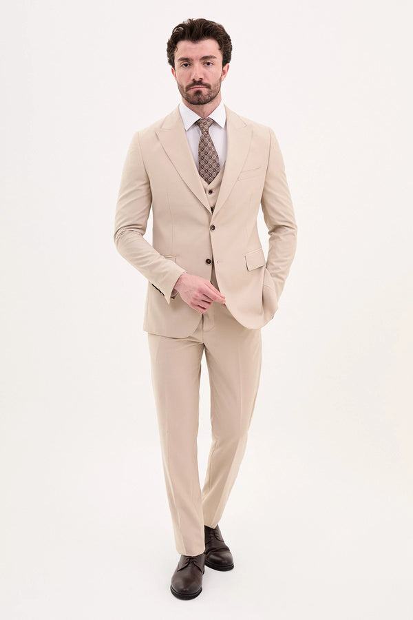 Stone Slim Fit Pointed Collar Suit