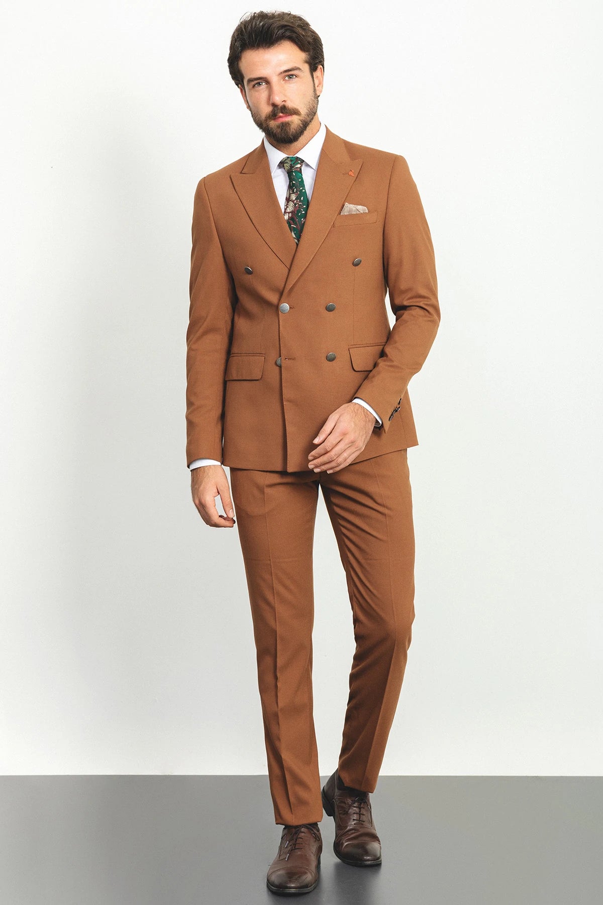 Tile Double Breasted Slim Fit Premium Suit