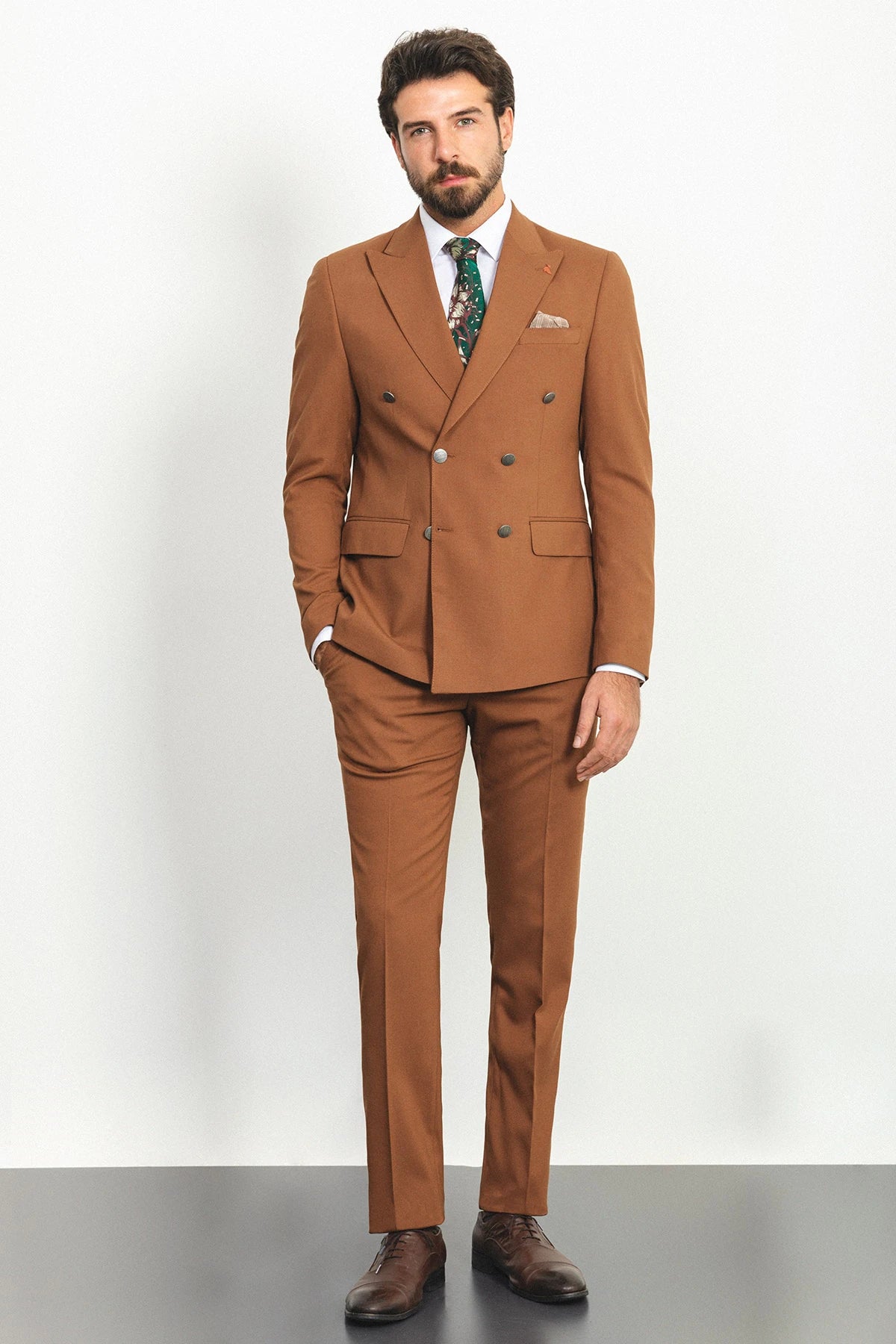 Tile Double Breasted Slim Fit Premium Suit