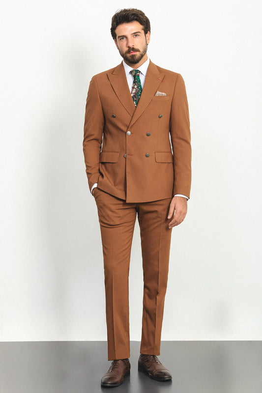 Tile Double Breasted Slim Fit Premium Suit