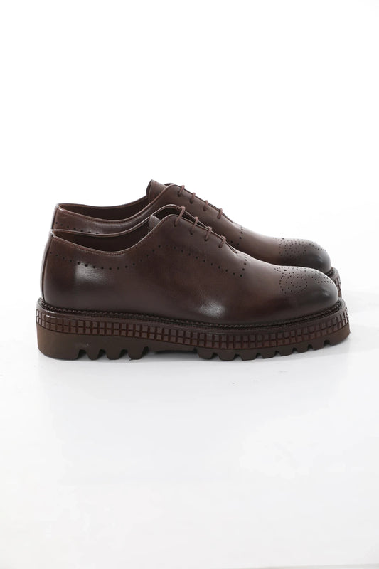 Brown Trok Toe Brogue Chunky Shoes