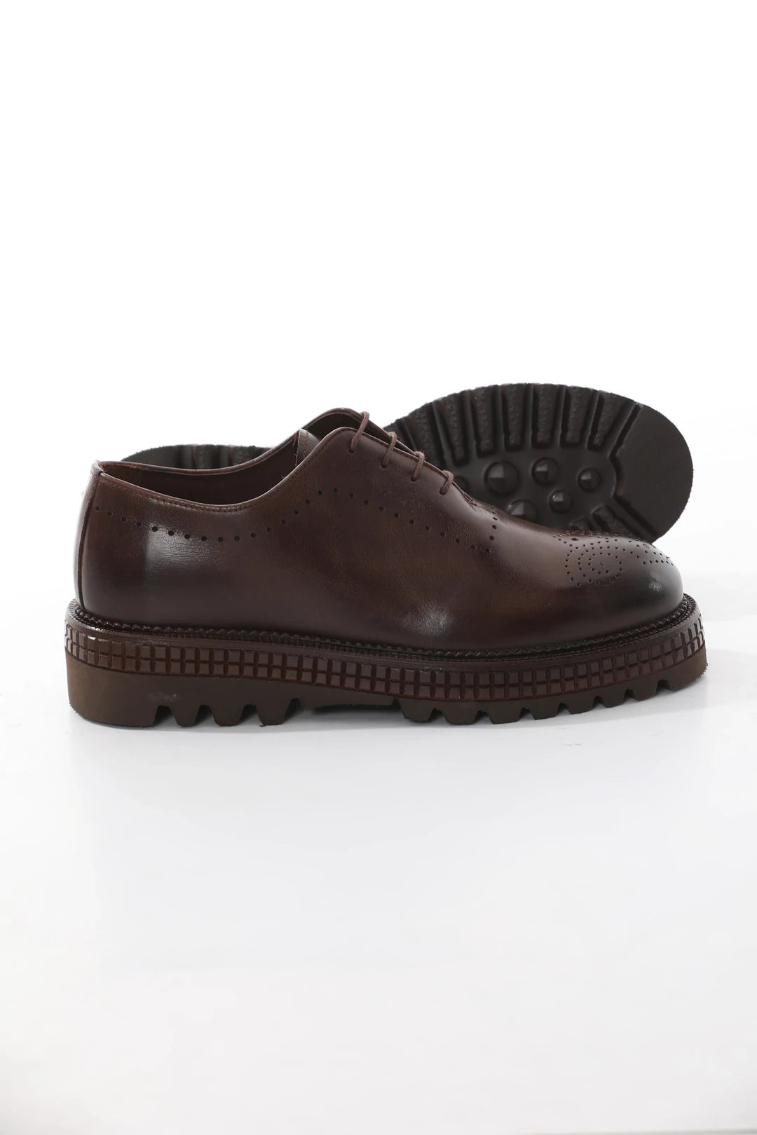 Brown Trok Toe Brogue Chunky Shoes