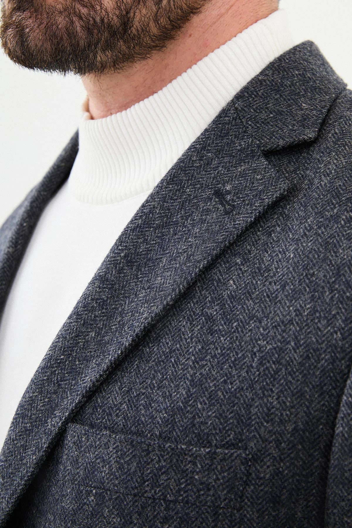 Navy Blue Wool Slim Fit Blazer