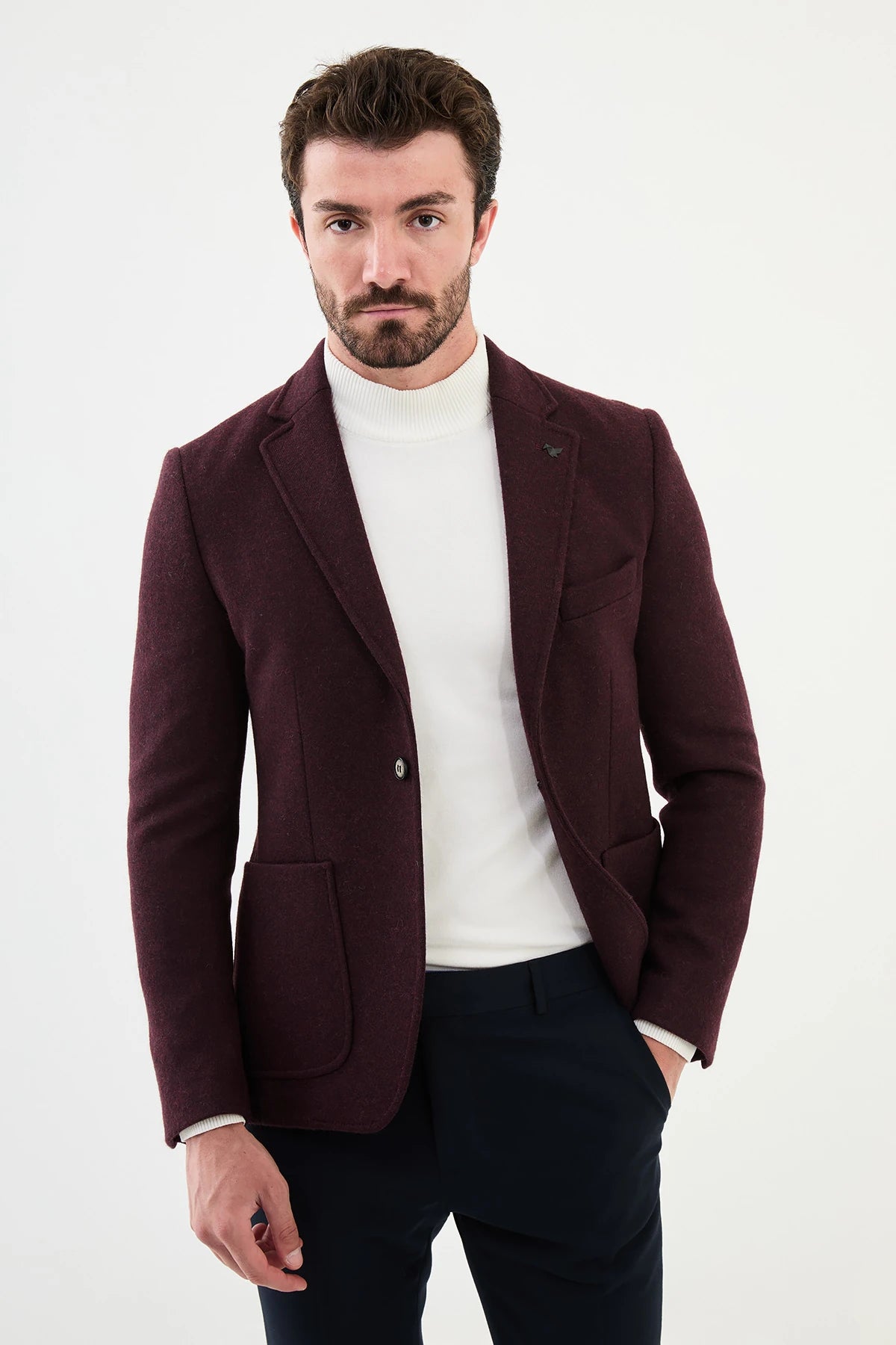 Claret Red Wool Blazers Premium