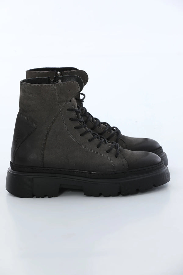 Grey Nubuck Leather Boots