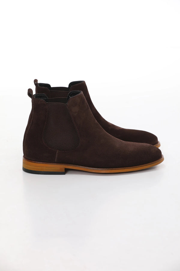 Brown Suede Chelsea Boots F-0033