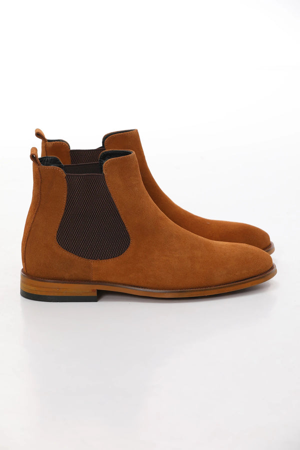 Mustard Suede Chelsea Boots F-0034