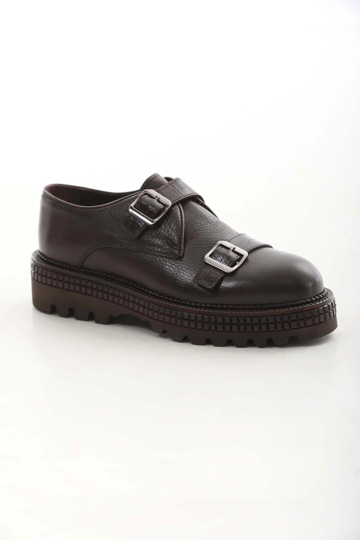 Brown Double Strap Derby Chunky Shoes