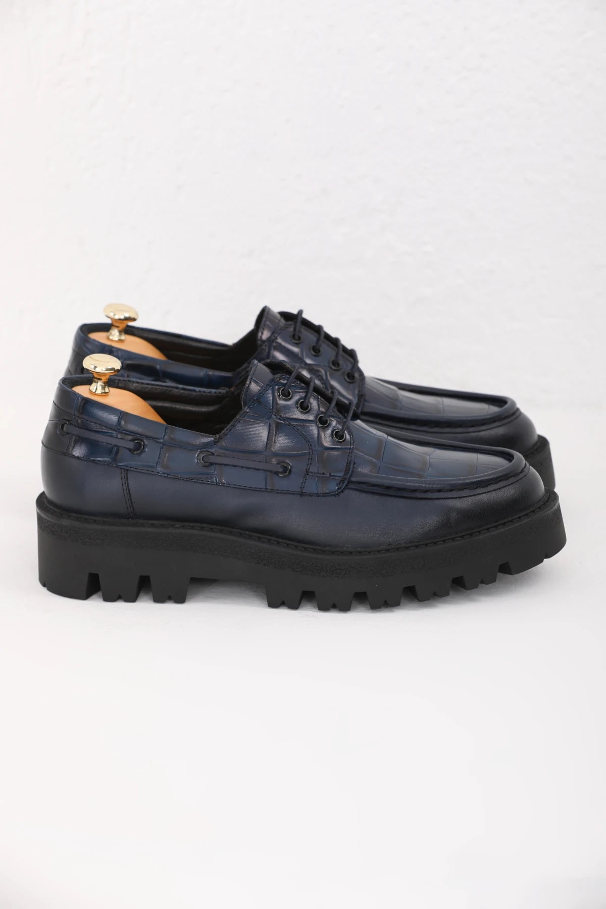 Blue Vamp Croc Chunky Shoes