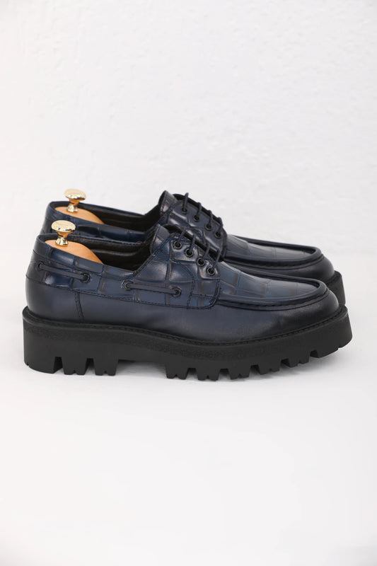 Blue Vamp Croc Chunky Shoes