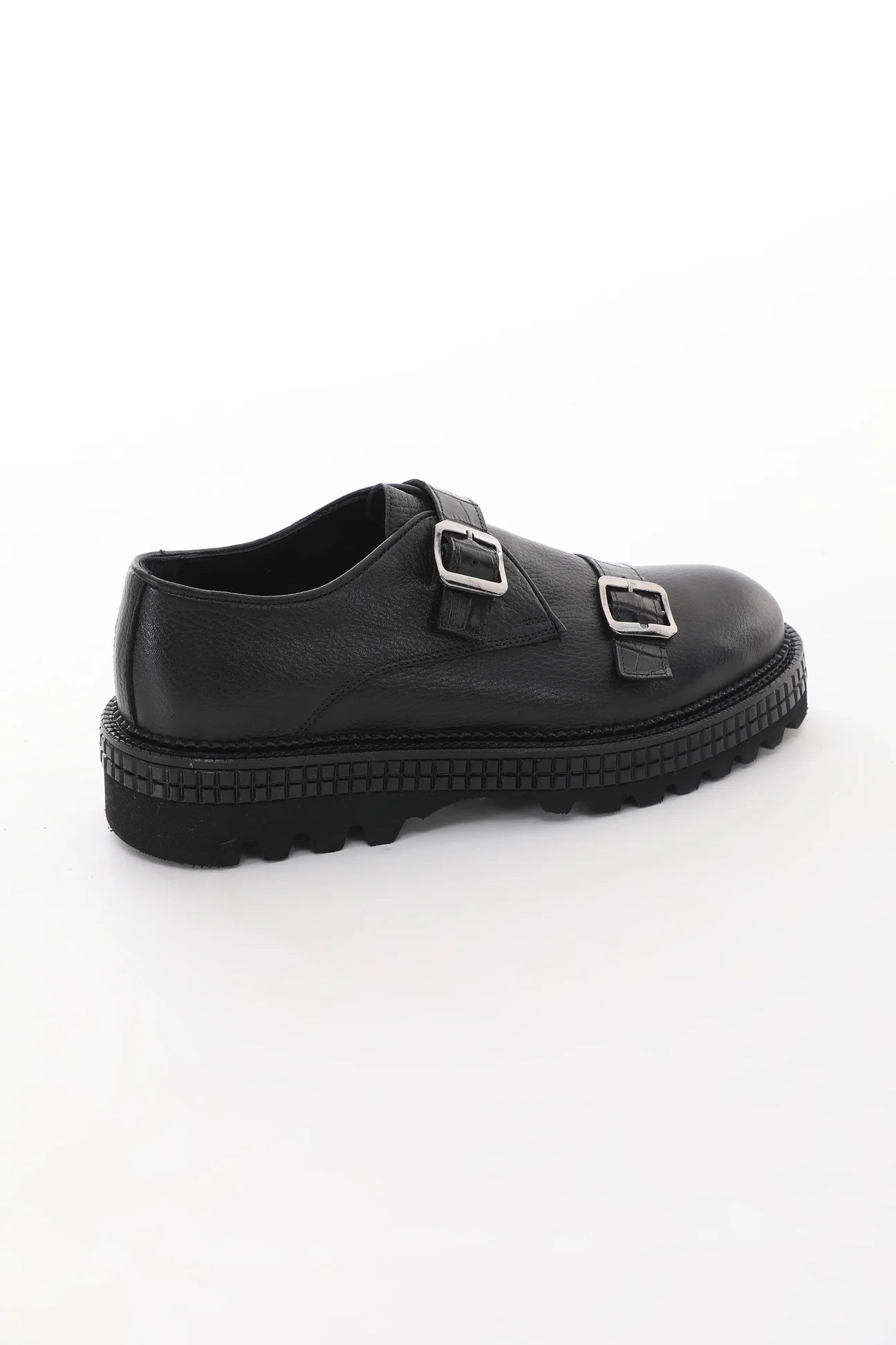 Black Double Strap Derby Chunky Shoes