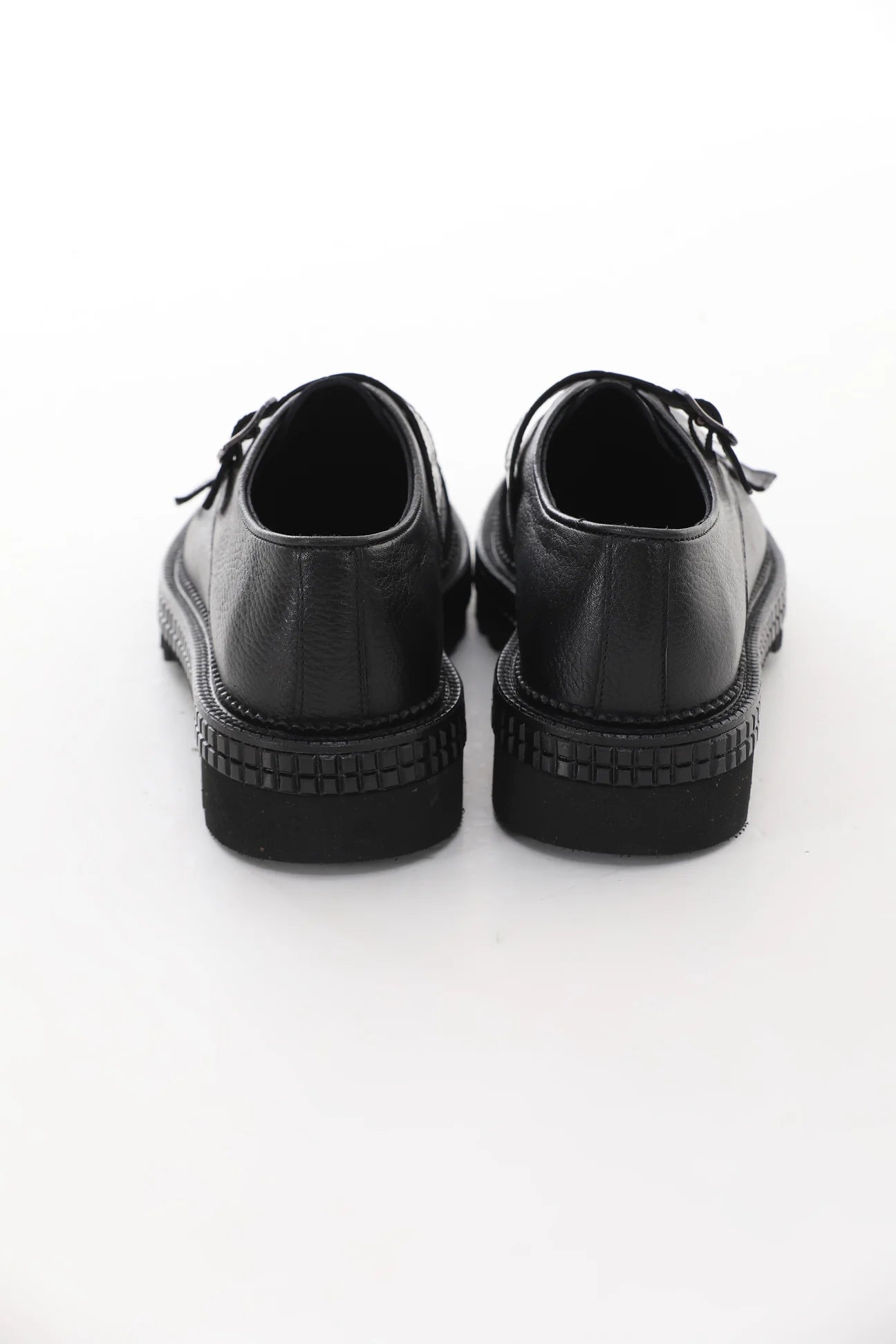 Black Double Strap Derby Chunky Shoes