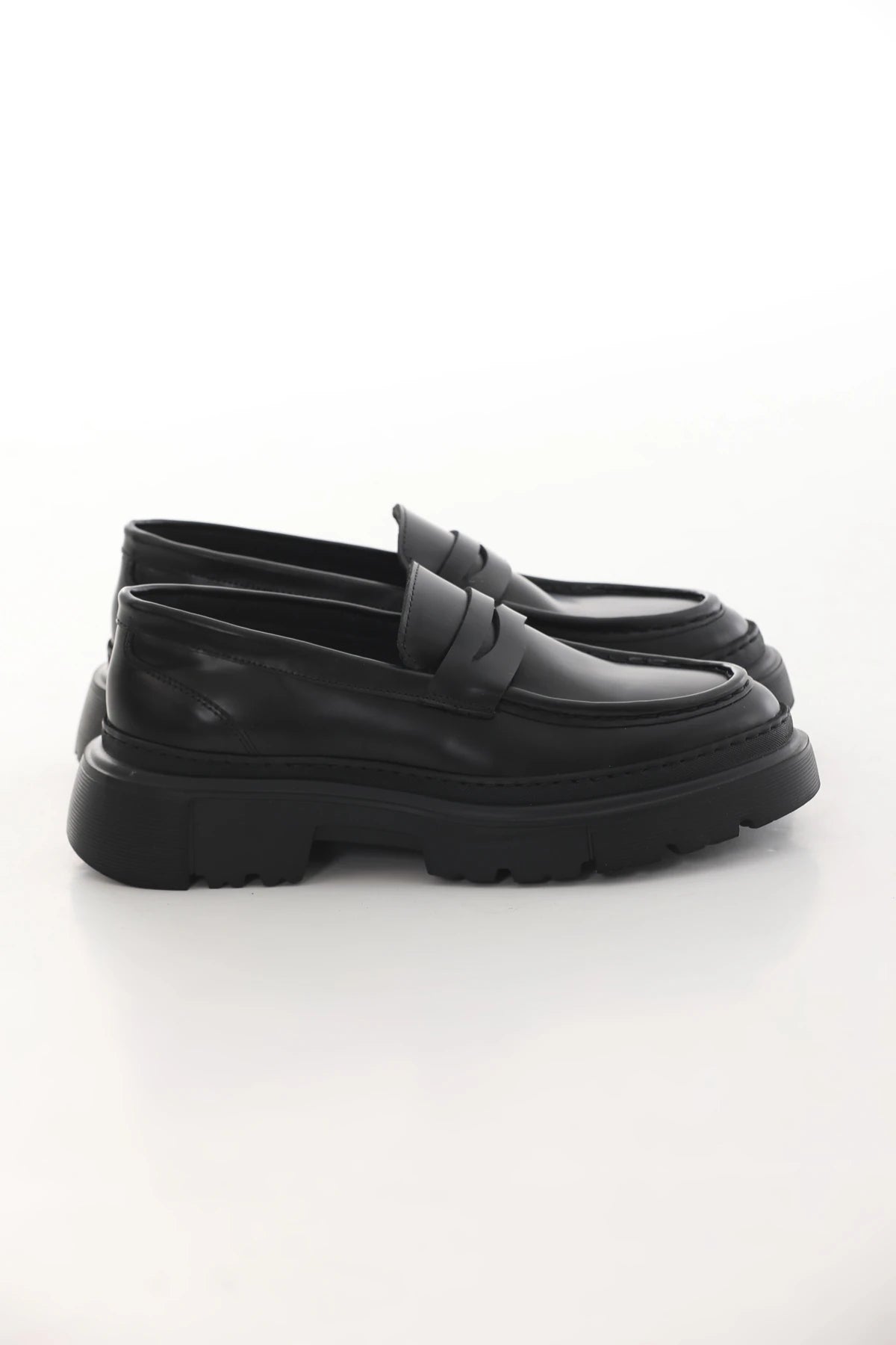 Black Calf Penny Chunky Shoes