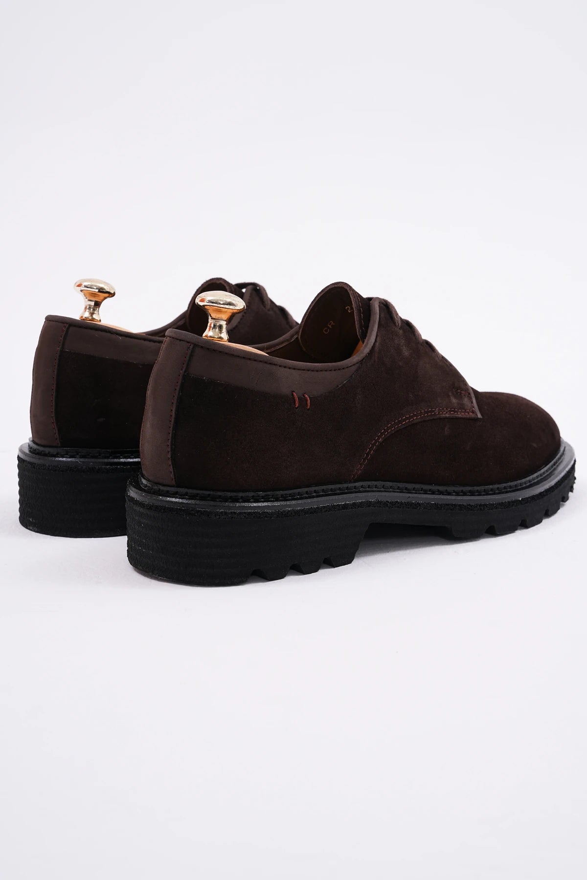 Coffee Suede Derby Chunky Shoes