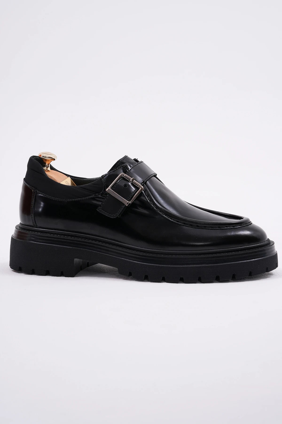 Black Calf Monk Chunky Shoes