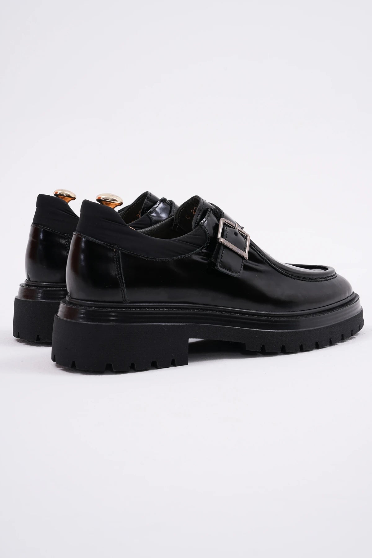 Black Calf Monk Chunky Shoes