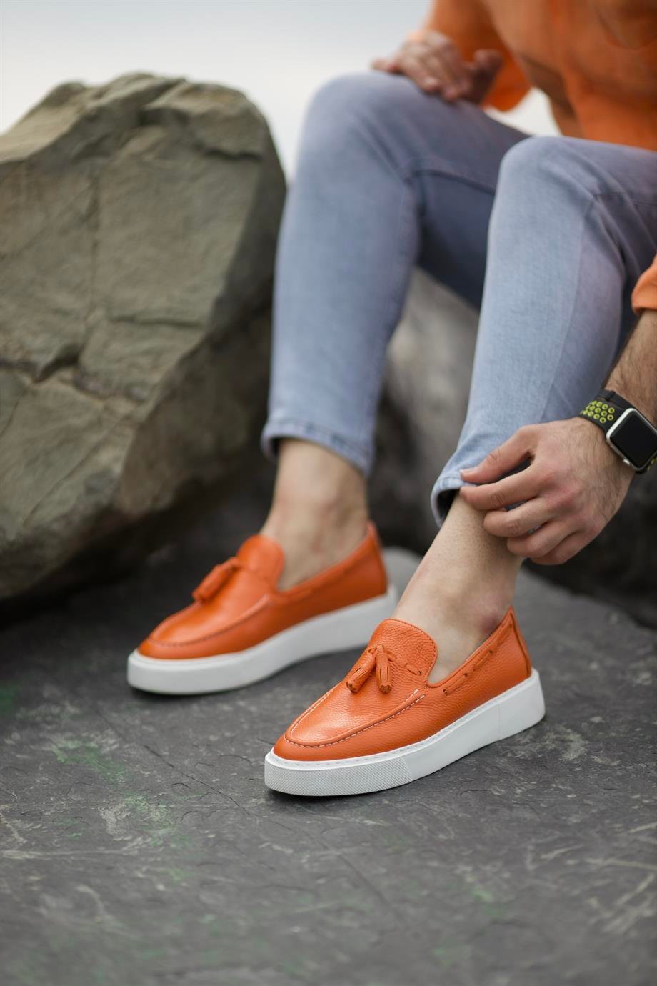 Orange Grain Belgian Tassel Loafer