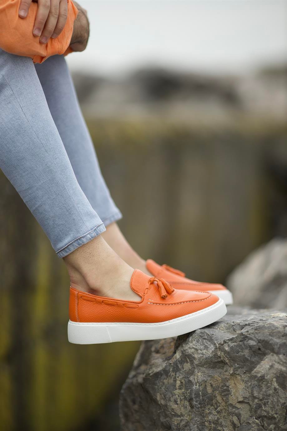 Orange Grain Belgian Tassel Loafer