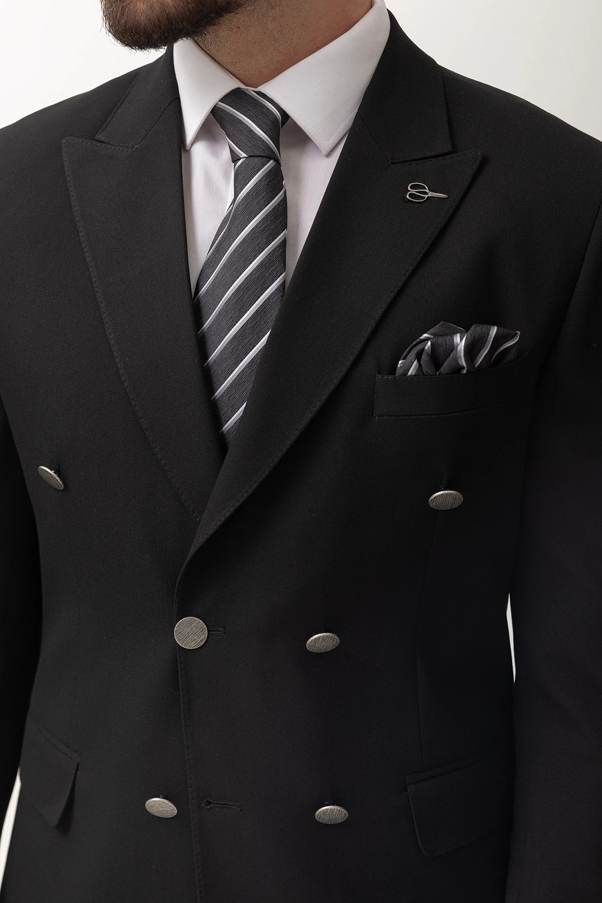 Black Double Breasted Slim Fit Premium Suit